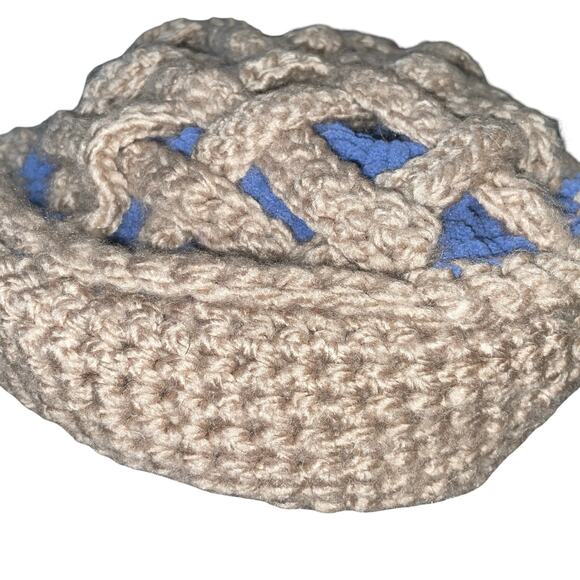 Handmade Crochet Blueberry Pie Hat Novelty Cottagecore Lattice Beret Beanie main image 10
